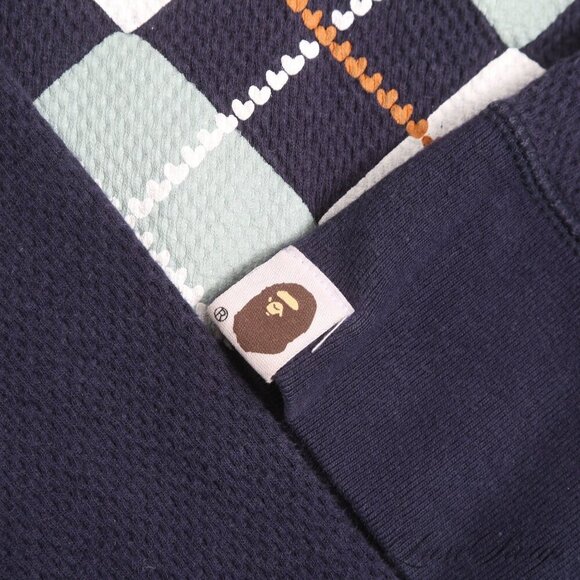 BAPE A Bathing Ape Woman Blue Thermal Sweater Argyle Japan M Streetwear RARE - Picture 4 of 5